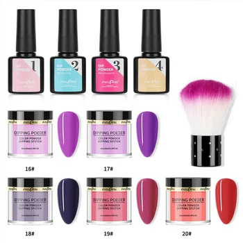 

10pcs Dip Powder Set 5 Colors Dipping Powder Base Glue Desiccant Cleaning Fluid Top Glue Small Brush Nail Dipping Kit