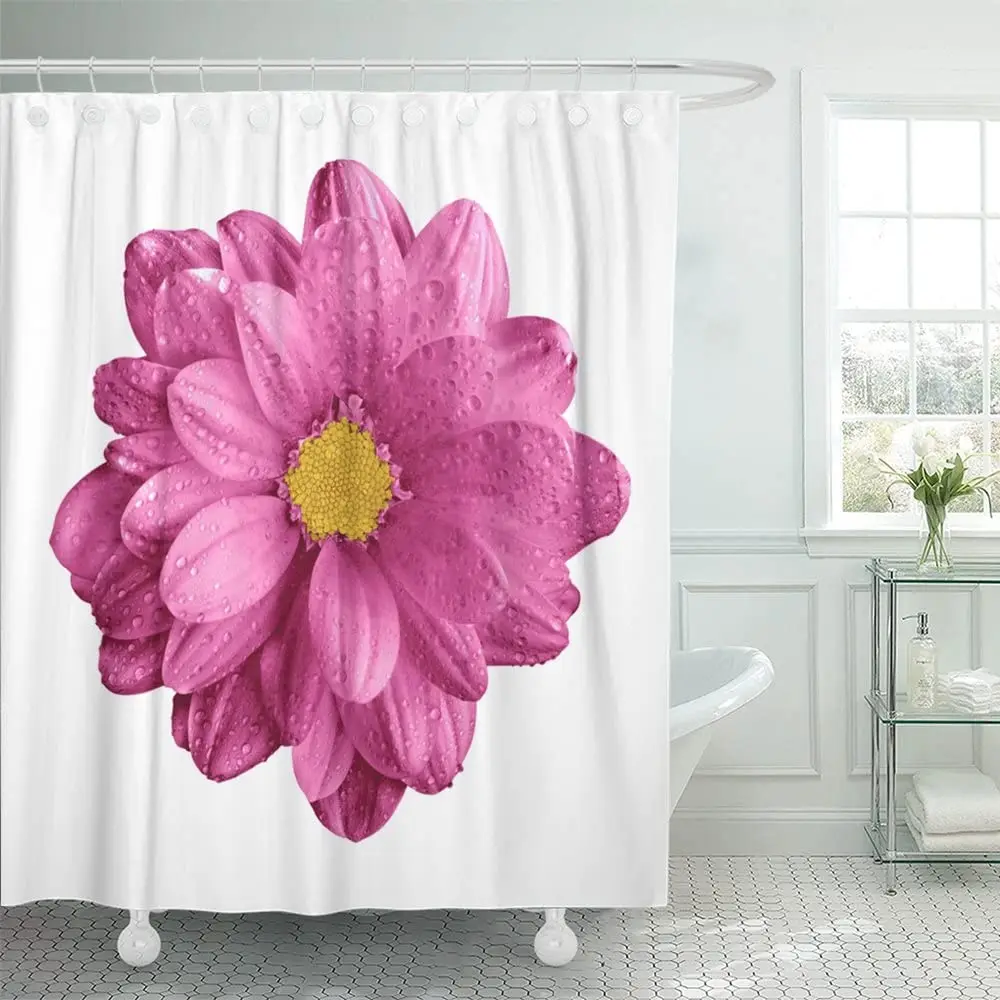 Colorful Autumn Surreal Dark Chrome Pink Gerbera Flower Shower Curtain Macro White Yellow Beautiful Waterproof | Дом и сад