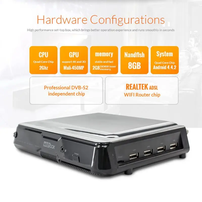 4K Ultra HD TV Box For Android 4.4 2 GB DDR3 8 GB ROM Smart Set Top Box Support Multi-language