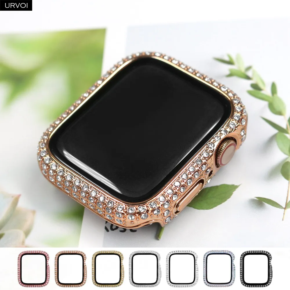 Чехол URVOI для Apple Watch Series 7 6 SE 5 4 3 2 полностью блестящий пластиковый корпус из