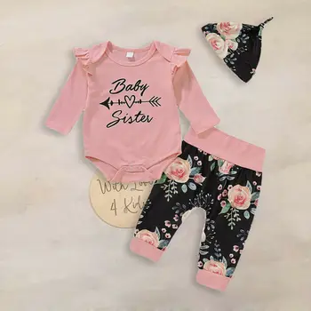 

Newborn Baby Girls Clothes Romper Jumpsuit + Floral Pants Leggings Outfit Set