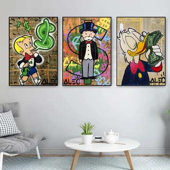 

Alec Monopoly Money Graffiti Art Paintings on The Wall Art Posters and Prints MONOPOLY DOLLAR Wall Picture for Living Room Decor