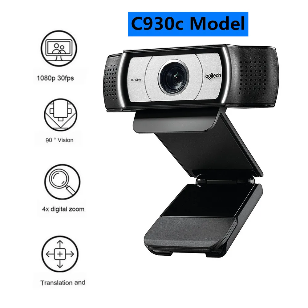 

Logitech C930c HD Pro Webcam Widescreen Video Calling Recording 1080p Camera Desktop or Laptop Computer Webcam Video chat cam