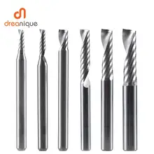 1pc AAAAA 3D CNC router bit gravur bit 3,175 /4/6 shank einzelnen flöte CAD CAM spirale ende mühle für holzbearbeitung metall aluminium