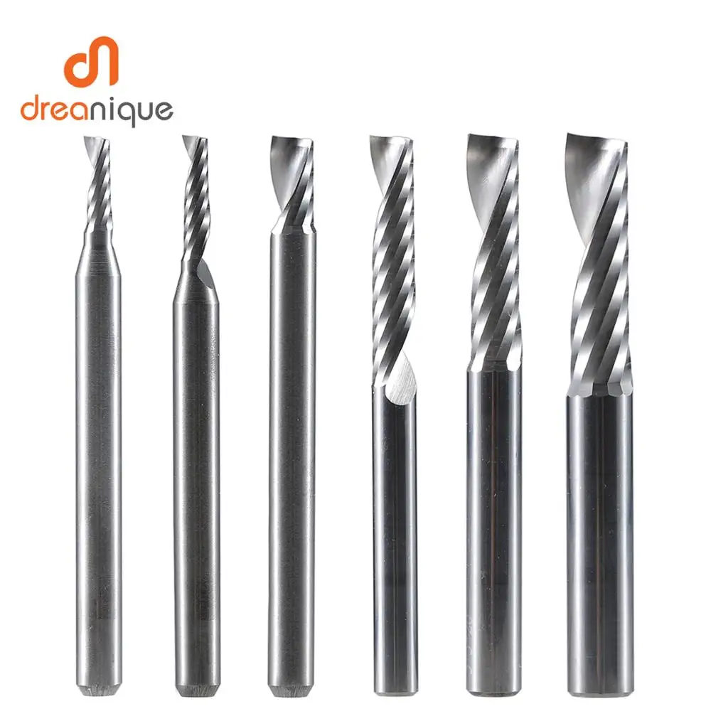 

single flute spiral end mill 3.175 shank single thread spiral aluminum mill CNC engraving carving bit for woodworking metal