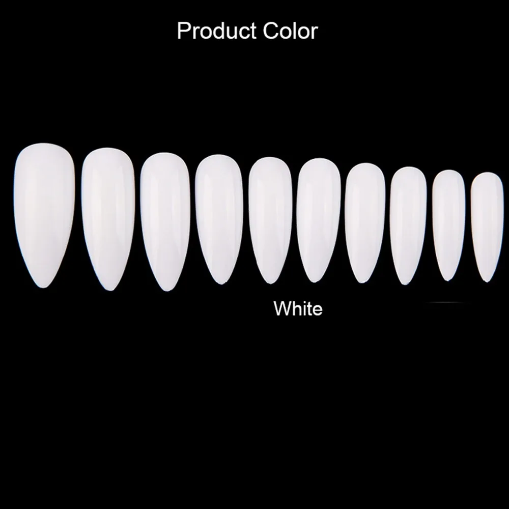 600 шт./пакет советы для дизайна ногтей белые/натуральные поддельные ногти капсулы Ongle прозрачный миндаль форма острым носком Акриловые Длинные накладные ногти