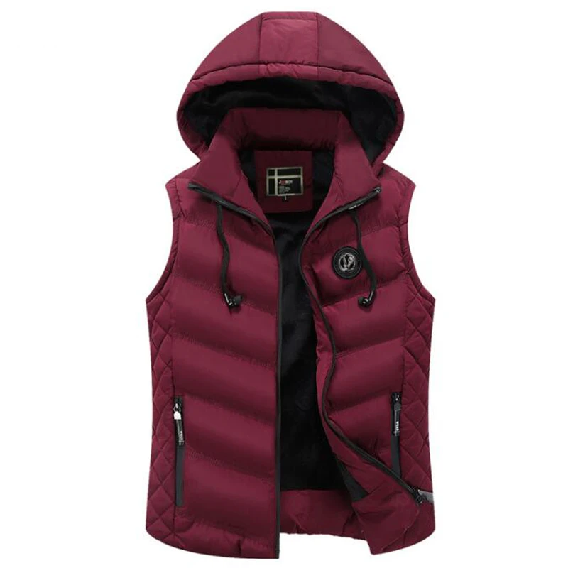Coat Men Vest Warm Jacket Casual Autumn Winter Thick Vest Men Fashion Removable Cap Vests Male Out Coats Vest Men Clothes Ropa