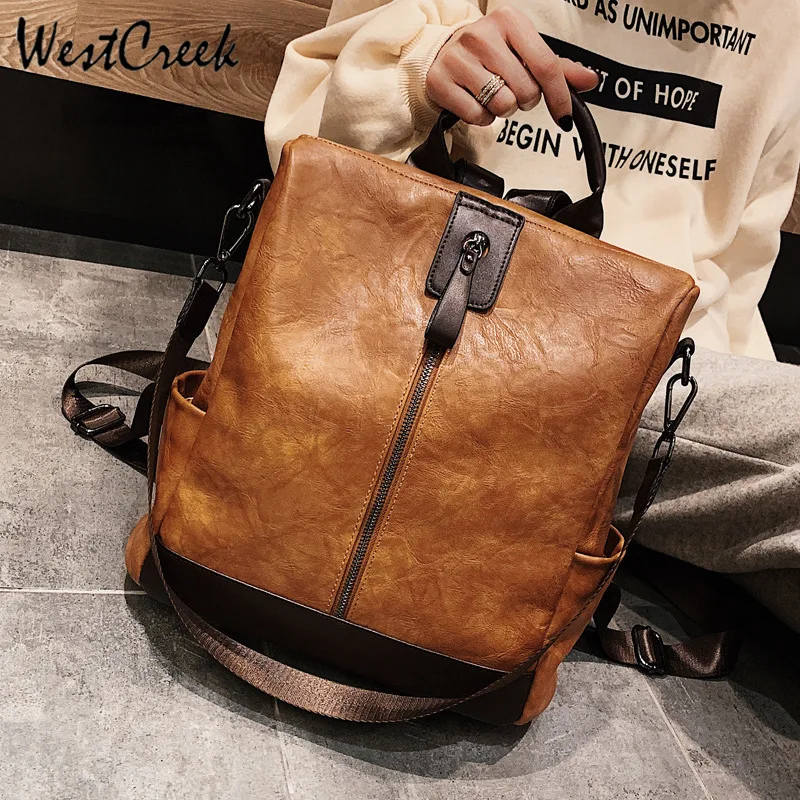 Брендовый Модный женский кожаный рюкзак от westкрик высокого качества, многофункциональный рюкзак для женщин, большая сумка для книг, дорожная сумка с защитой от кражи