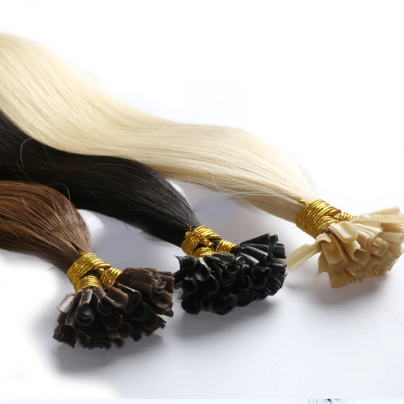 Straight Human Fusion Hair Brazilian 100% Human Hair Extension U Nail Tip Extension for Women 0.8g/pc 50pcs Keratin Capsule