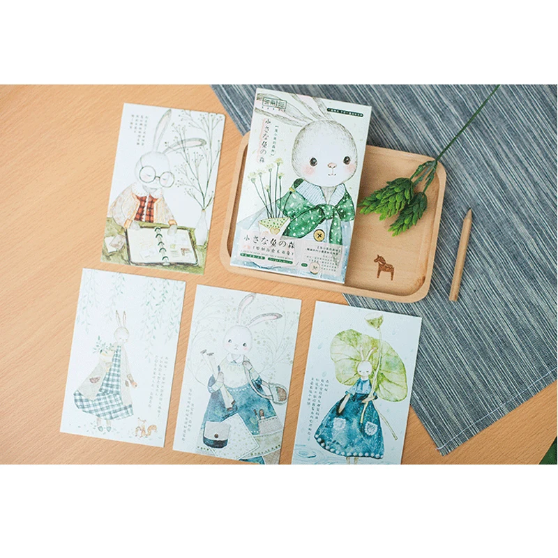 30 шт./лот милый кролик лес открытка набор конверт для поздравительной открытки подарок DIY подарки