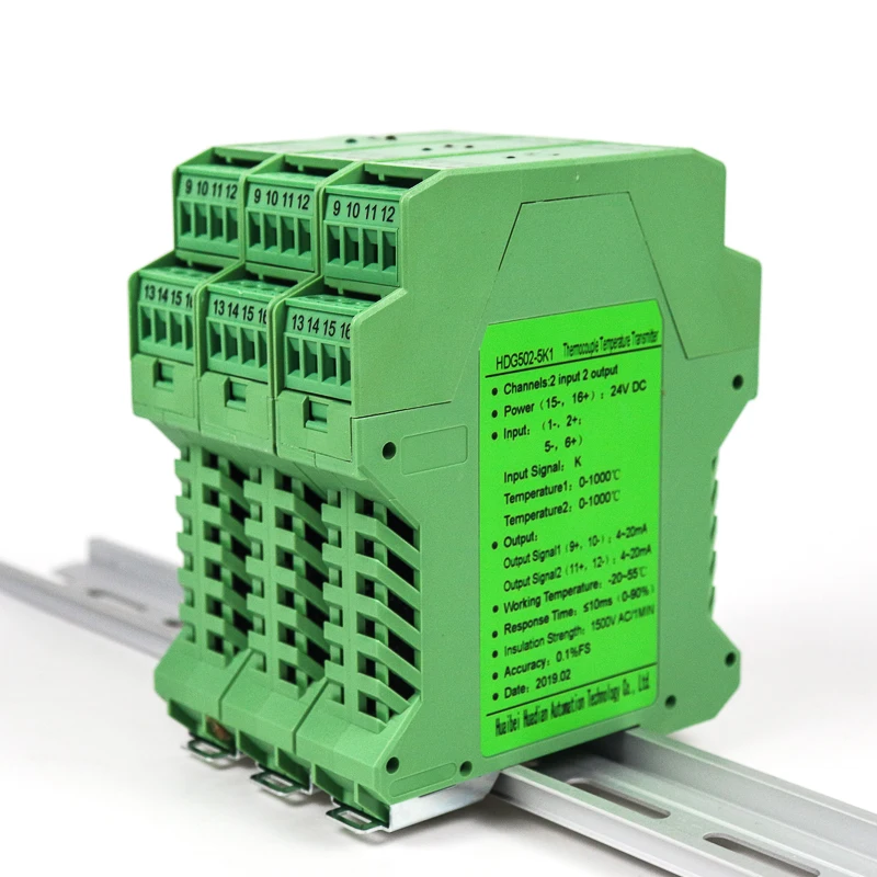 Convertisseur de température cu50 pt100 niveau de précision 0.05% isolateur de signal analogique de température
