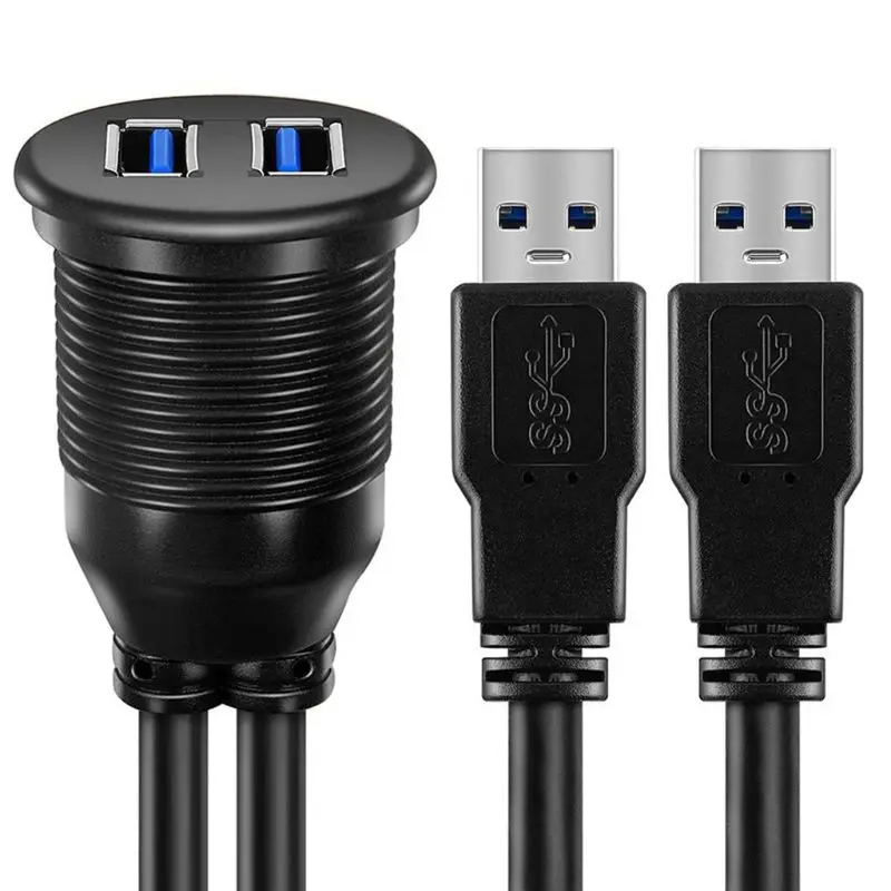 Удлинительный кабель с двойным USB 3,0 «папа» на USB 3,0 «мама» для крепления на приборной панели автомобиля