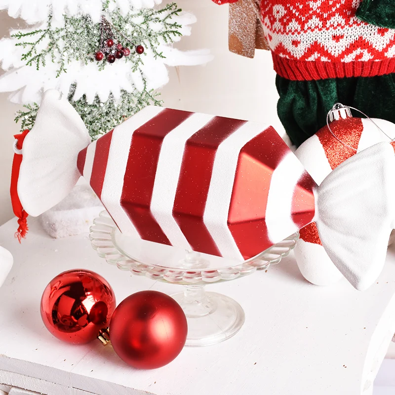 Рождественские украшения сцена макет подарок украшения кулон DIY конфеты 30 см красный и белый цвет конфеты сценический макет