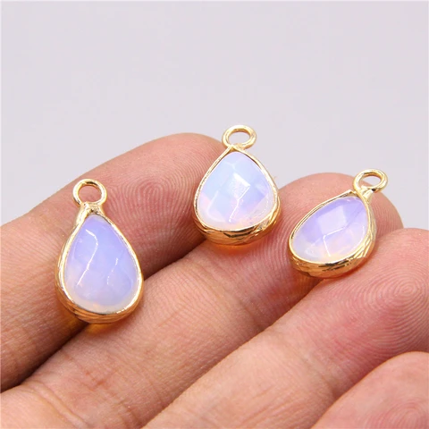 Single Hole Water drop loose pendant charm Natural Labradorite crystal agates tiger eye stone Pendants for jewelry making