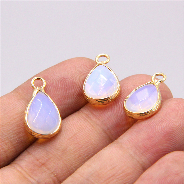 Natural Rose Quartzs Amethysts stone Pendants earring necklace Single Hole Water drop pendant charm for jewelry making