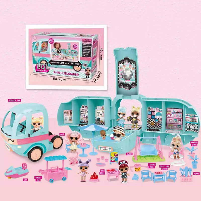 Original LOL Surprise Dolls DIY 2-in-1 Bus GLAMPER Toy Lol Doll Play House Games L.O.L SURPRISE Toys for Girls Birthday Gifts