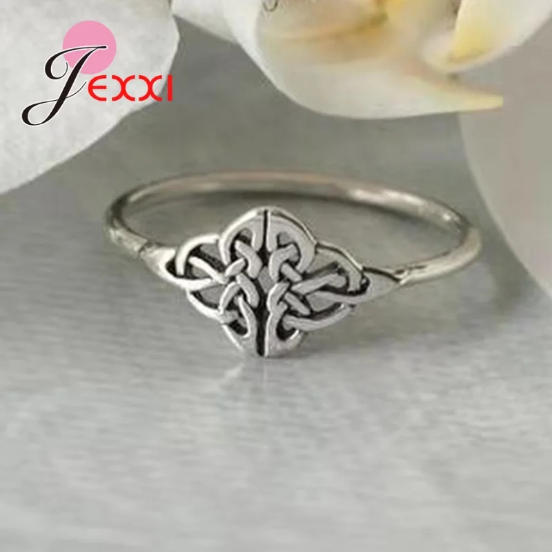 Vintage Chinese Knot 925 Sterling Silver Ring Creative Flower Finger Ring 6 7 8 9 10 High Quality Metal Fine Jewelry Women Gift silver ring silver rings metal flower ring