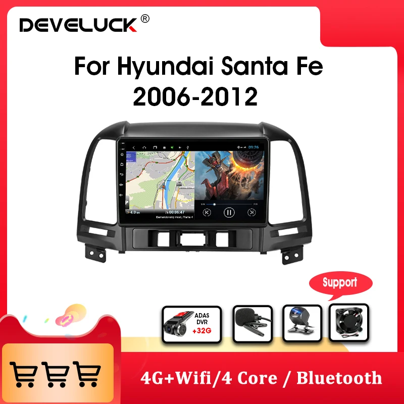 Android 9 0 2 Din автомобильное радио для Hyundai Santa Fe 2006-2012 Мультимедиа Видео плеер стерео