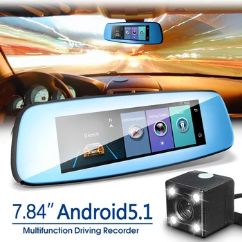 

7.84 Inch 4G DVR Android 5.1 Dual Lens HD 1080P Car DVR Rear View Mirror Dash Cam GPS