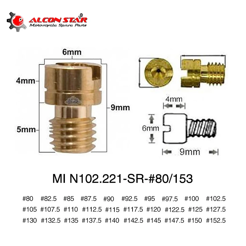 Alconstar-10pcs Small Round Main Jets N102.221-#80-153 For Mikuni BSR carburetor Yamaha Generator Kawasaki KSF400 | Автомобили и