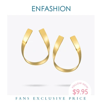 

Enfashion Jewelry Geometric Ribbon Earrings Gold color Stainless steel Long Drop Earrings For Women Earings EB171039