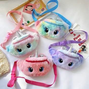 

Womens Mini Waist Bags Cartoon Plush Unicorn Fanny Pack for Women Small Pures and Bags Girls Cross Body Belt Bag