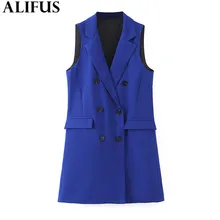 Fashion Za Women Vest Elegant Solid Double Breasted Waistcoat pockets Sleeveless Stylish Jacket Outerwear Female Ladies