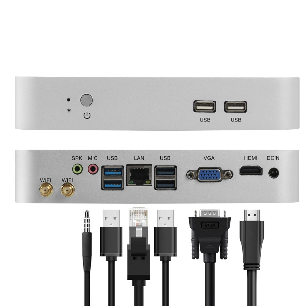 Мини ПК 7 го поколения Intel Core i7 7500U i5 7200U i3 Windows 10 Linux 4K UHD HTPC HDMI VGA 6 * USB 300M WiFi Gigabit