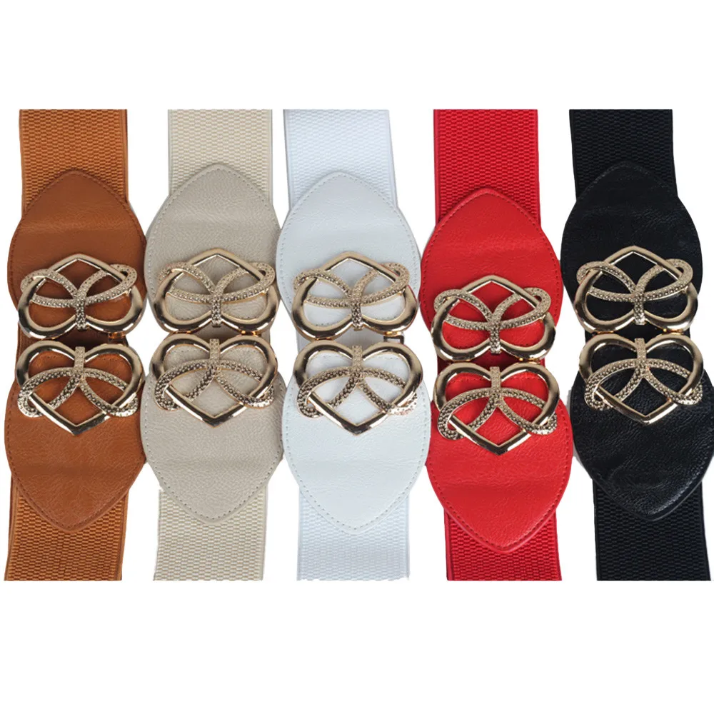 Jaycosin Adjustable Unisex Retro Fashion Decorative Elastic Wide Waistband Popular Metal Button Casual Leisure Belt