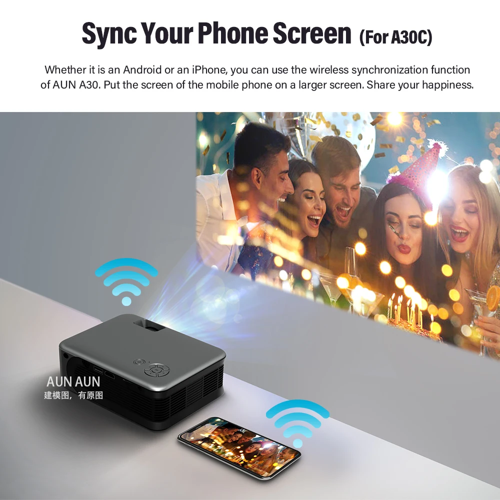 Aun Mini Projector Smart Tv Wifi 
