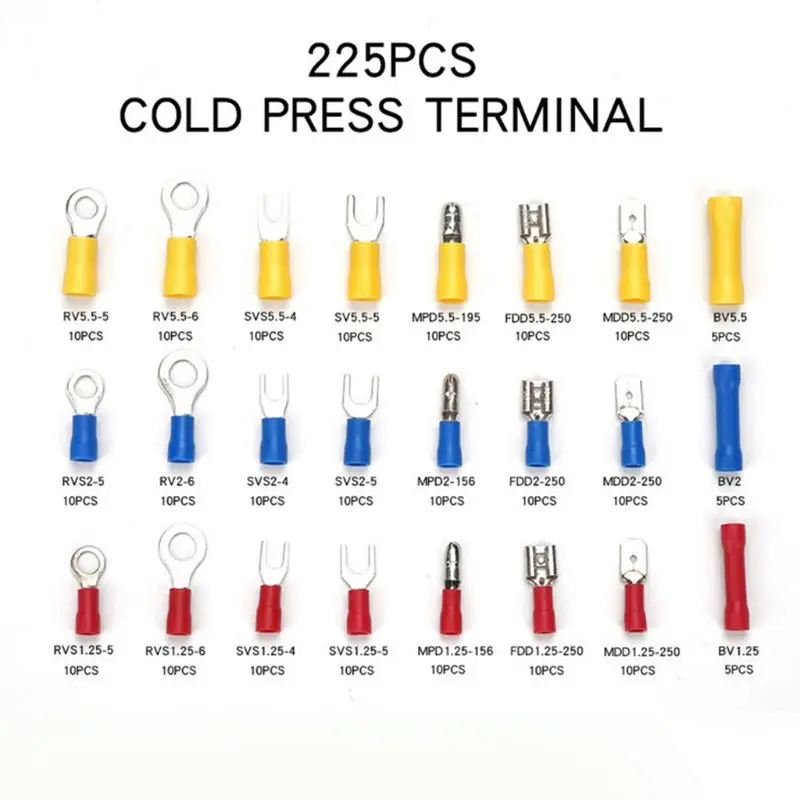 

225 PCS 24value Assorted Heat Shrink Wire Connector Kit - Electrical connectors Insulated Crimp Marine Automotive Terminals Set
