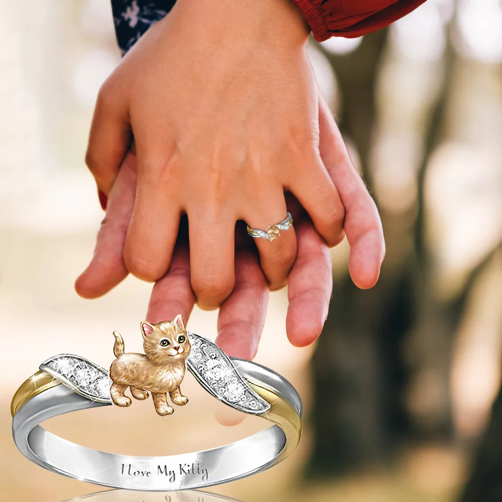 Ring New Kitten Engraved With I Love My Kitty Women Wedding Engagement Jewelry Size 6-10 Christmas Gift Party&amp Decorations | Дом и сад