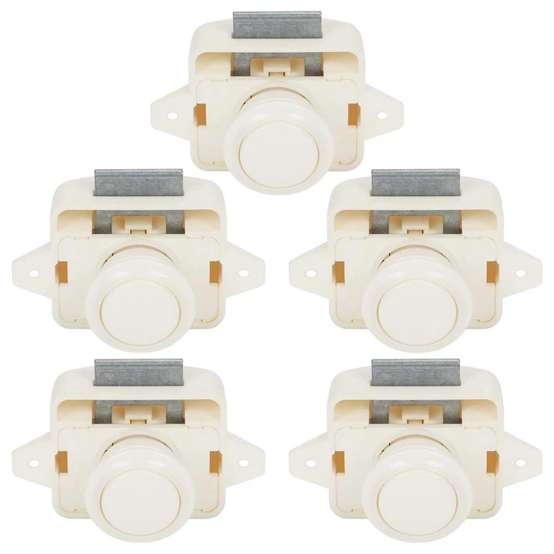 

5 PCS Push Button Cabinet Door Catch Lock Caravan Motorhome Camper Latch Cupboard Knob