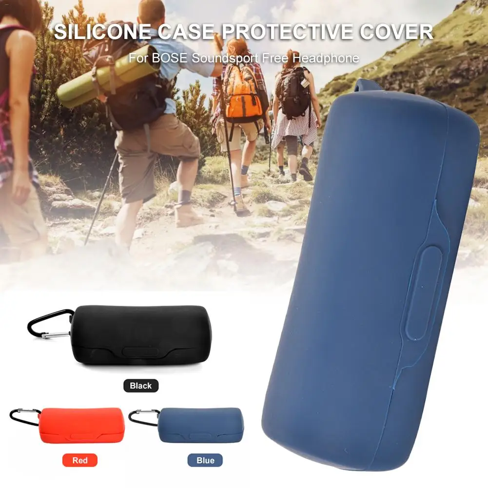 

Silicone Case Protective Cover For BOSE Soundsport Free Headphone Silicone Case Carabiner Earphone Accessories Protector Cover