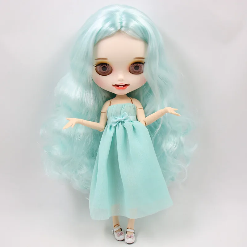 Blyth Обнаженная ледяная bjd кукла резные губы открытый рот матовая индивидуальные лицо голубые волосы 1/6 суставы тела ледяная bjd DIY игрушка подарок для девочки
