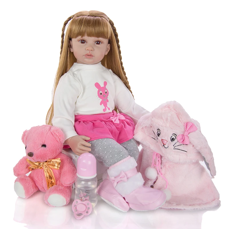 60CM Reborn Baby Doll Menina Silicone Princess Doll Lifelike Reborn Boneca Long Hair Realistic Baby Toy For Kids Birthday Gift