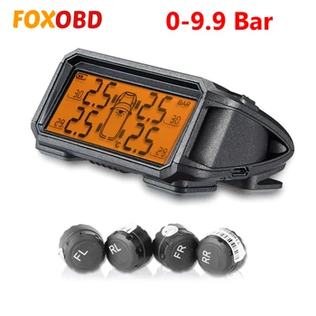 

Wireless TPMS Solar Tire Pressure Monitoring System Real-time Alarm External / Internal Sensors Tire Guage Monitor 0-9.9 Bar