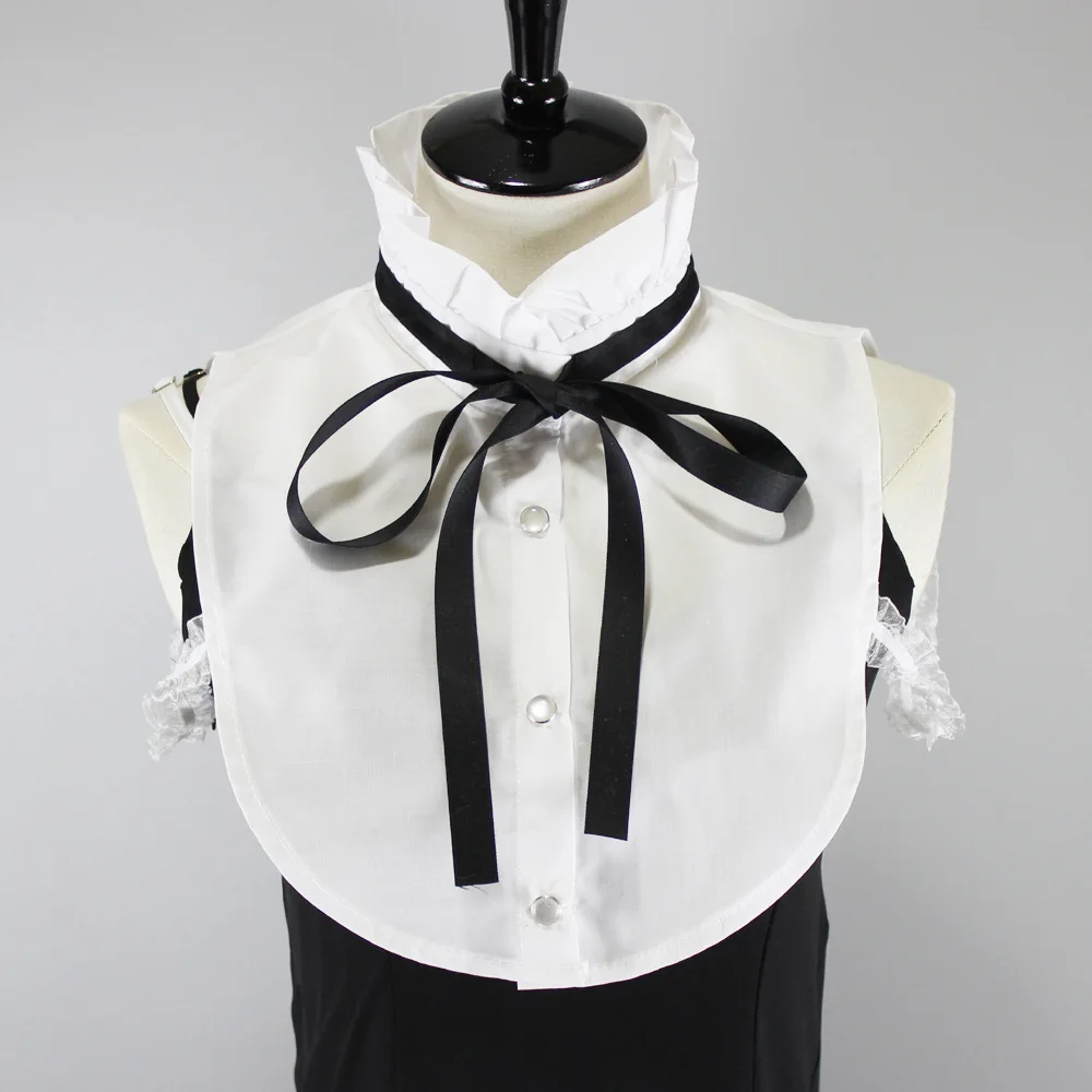 

Women White Stand Fake Collars Vintage Half-Shirt Blouse Sweater Decorative Women Detachable Collar Necklace Bowknots Decor