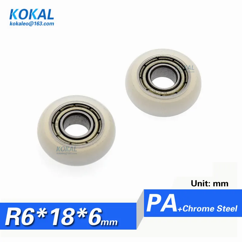 [R0618-6] 10 шт. minsize micro 686zz 686 с покрытием PA нейлон ролик задвижного окна колеса внутренний диаметр 6 мм круглый шкив 6X18X6