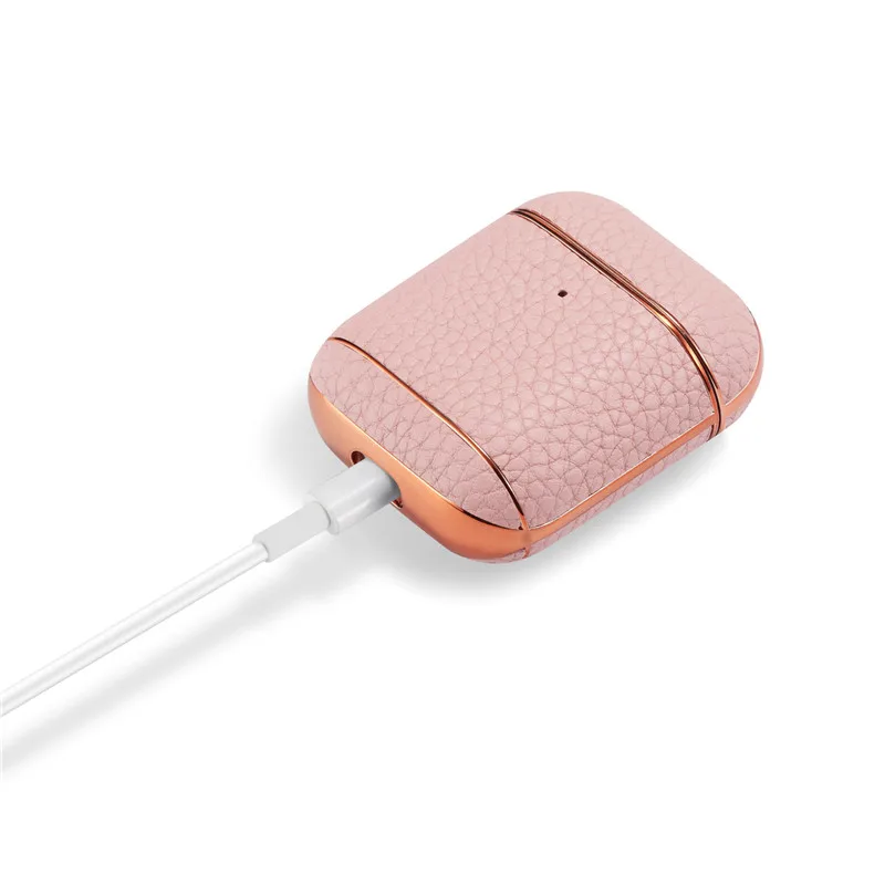 Кожаный чехол для наушников с Litchi рисунком для Apple Airpods, чехол для AirPods, чехол для зарядки AirPods, защитный чехол