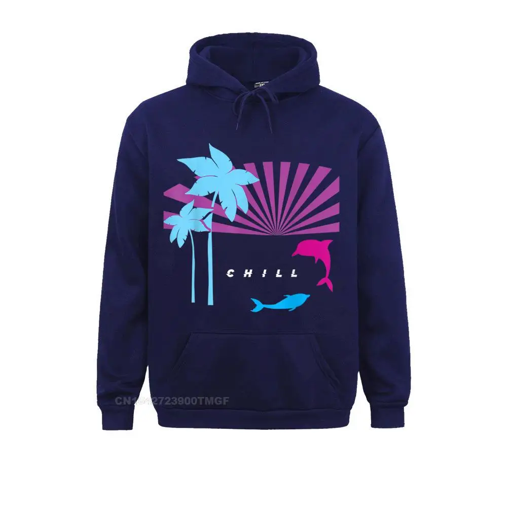 Long Sleeve Hoodies Men's Sweatshirts Vaporwave Retro CHILL Vibes Dolphin Sunset Palm Tree Dolphin T-Shirt__B13604 Design Clothes Slim Fit Vaporwave Retro CHILL Vibes Dolphin Sunset Palm Tree Dolphin T-Shirt__B13604navy