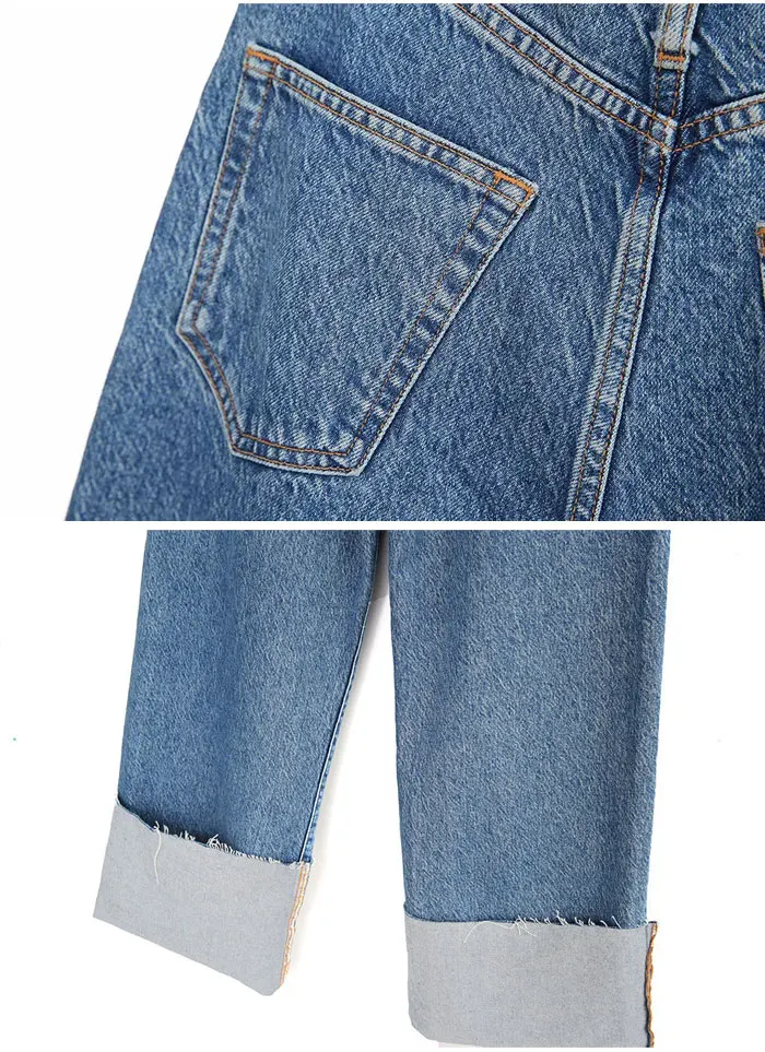 Модные женские Синие плиссированные широкие джинсы с высокой талией и карманами, джинсовые брюки, женские повседневные длинные штаны