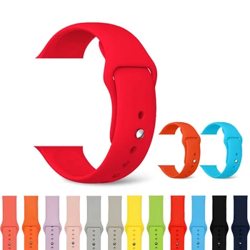 

For Apple Silicone Bands 38mm 40mm 42mm 44mm for iWatch Series 1/2/3/4/5 Sport Watch Strap for Women Men