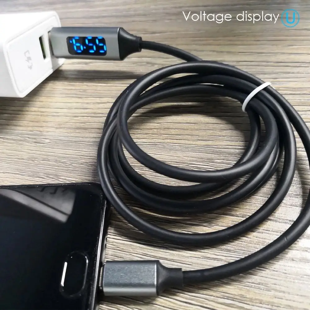 ЖК-дисплей ток/напряжение type-c USB C кабель может обнаруживать QC3.0 AFC FCP SCP кабель для быстрой зарядки для s9/s10/note 8/9 8Plus mi9 p30