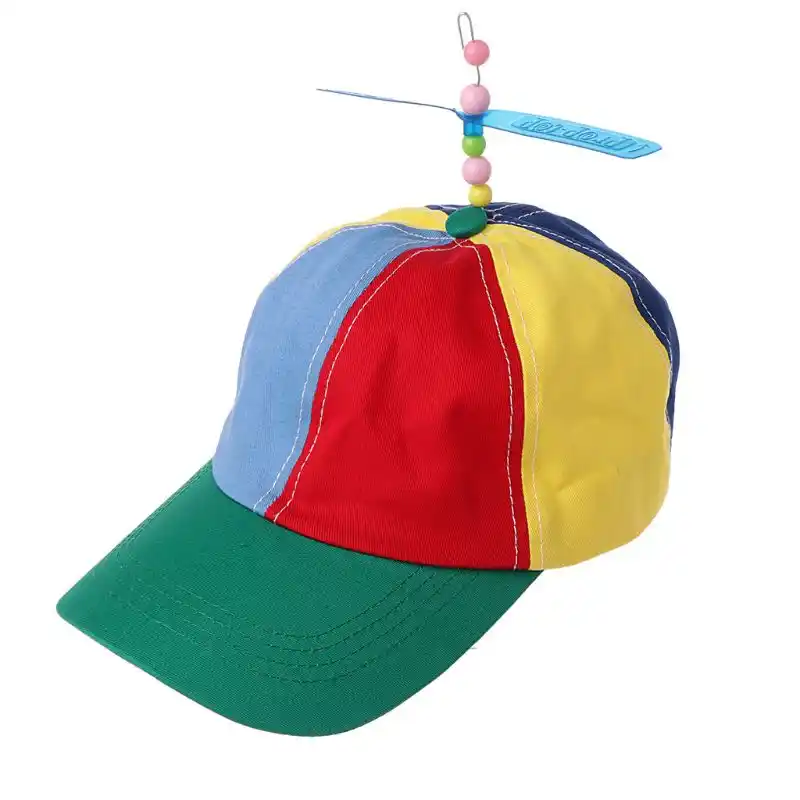 A0127 Kinder Kinder Baumwolle Hubschrauber Propeller Eimer Kappe Farbblock Patchwork Libelle Perlen Sommer Sonnenschutz Fischerhut