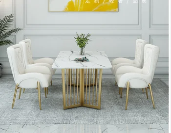 

Nordic table and chair combination Italian light luxury rectangle modern simple marble table table household small house type