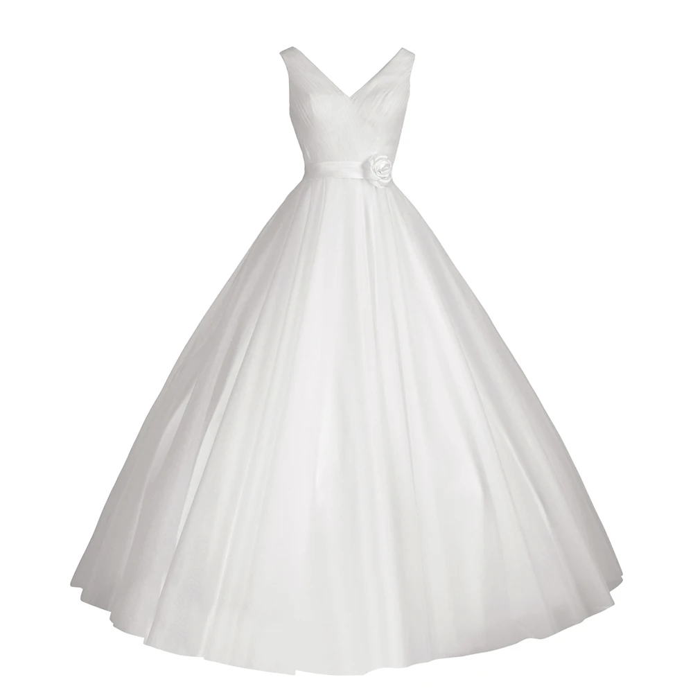 

Tulle Gowns Simple Long Cheap Modern Beach 2019 V-Neck Plus size 2020 Sleeveless Best Beautiful Guest Wedding Dress For Women