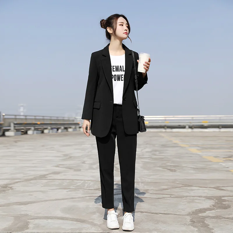

Black And White with Pattern Small Suit Coat Women's Korean-style 2019 Spring And Autumn New Style British-Style Casual Online C