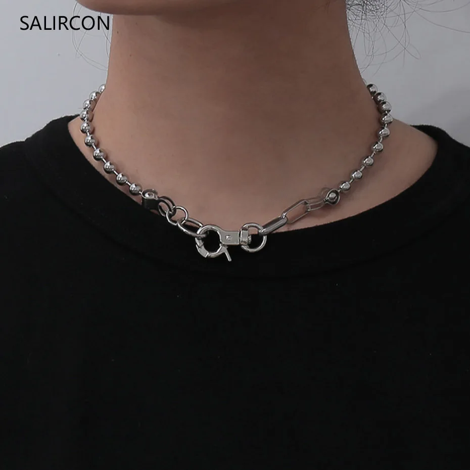 Salircon Goth колье из нержавеющей стали наручники кулон ожерелье для женщин мужчин