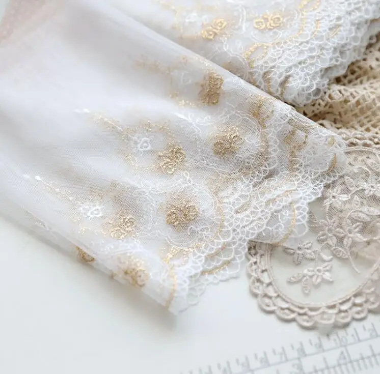 Кружевная лента золотого цвета для скрапбукинга 1 метр|lace ribbon|crochet lace ribbonlace trim |